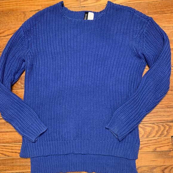 H&M ROYAL BLUE OVERSIZED RIBBED COTTON SWEATER 2 - Picture 2 of 8